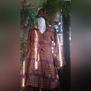 African Skirt   with Headwrap 100% cotton